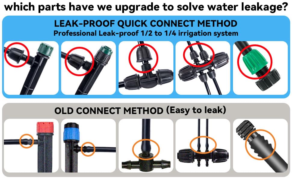 Leak-Proof Drip Irrigation Kit,Quick Connect Irrigation System, Lock Barbed Garden Watering System with 1/4 inch 1/2 inch Irrigation Tubing Hose for Garden,Raised Garden Bed, Lawn - size: Complete Drip Irrigation Kit
