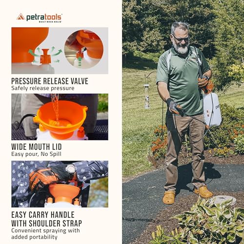 Petratools 2 Gallon Pump Sprayer - HD201 Garden Sprayer for Weeds, Lawn Care & Pesticides - 52" Long Hose, 2 Nozzles & Easy Carry Handle - Durable & Lightweight - size: 2 Gallon