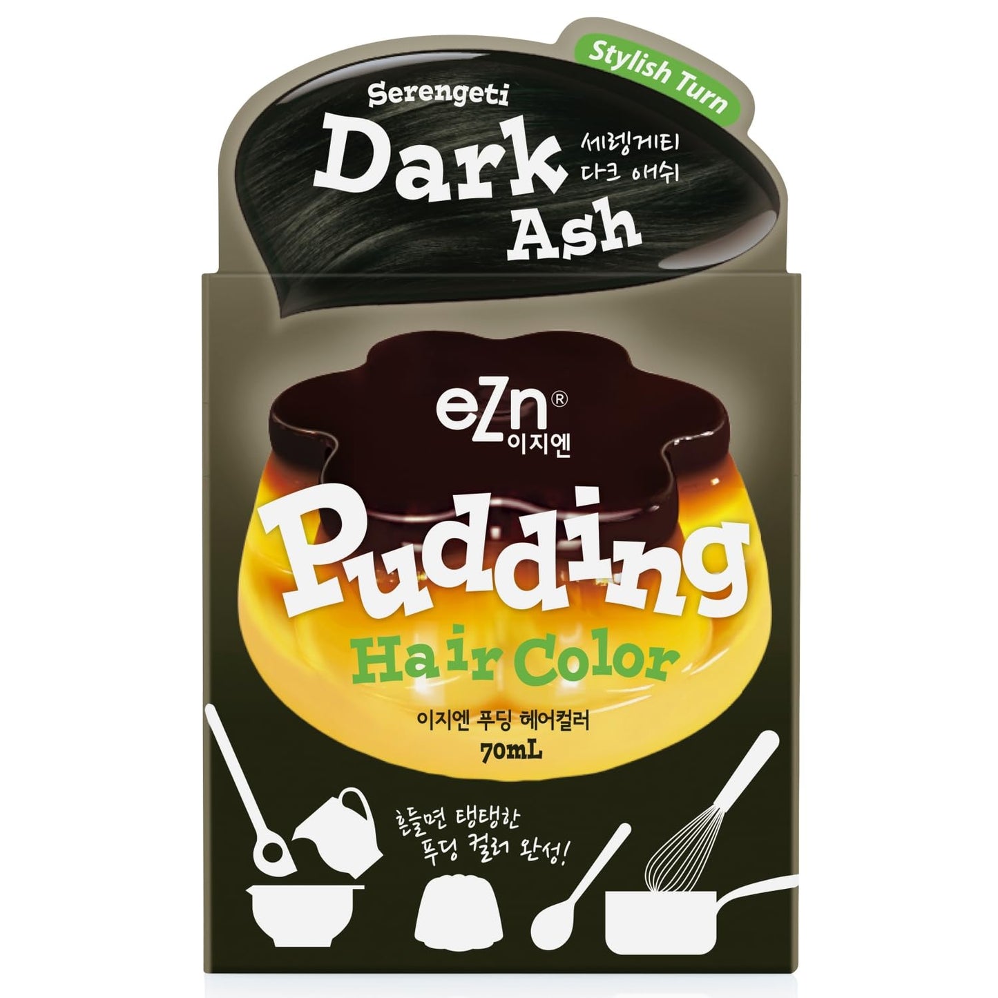 Ezn Pudding Hair Dye Ammonia Free Semi-Permanent Self Hair Dye Diy Kit Included Contain Keratin Made In Korea Beauty (Serengeti