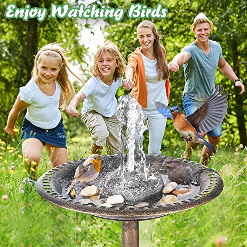 Saillong Bird Bath Water Fountain with Electric Pump, Granite Air Pump Rock for Bird, Rock Waterfall Fountain, Feeder, Aquariums, Fish Tank(Gray) - color: Gray