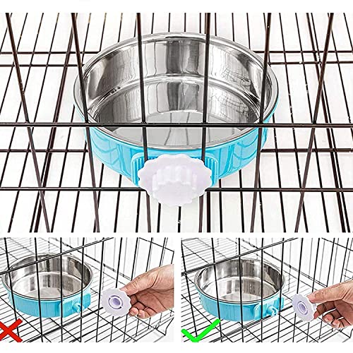 Dog Crate Bowl, Hanging Stainless Steel Removable Pet Crate Water & Food Bowls, Pet Cage Feeder Container Coop Cup for Cat Puppy Birds Rats Guinea Pigs Rabbit Hamster (2PCS) - color: (Round) Green/Blue