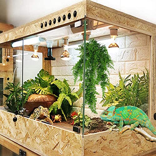 1PC Reptile Plants Bendable Climbing Fake Vine Pet Habitat Decorations Leaves Hanging Silk Terrarium Plant with Suction Cup for Bearded Dragons Lizards (1PC) (JGSC-0SC)