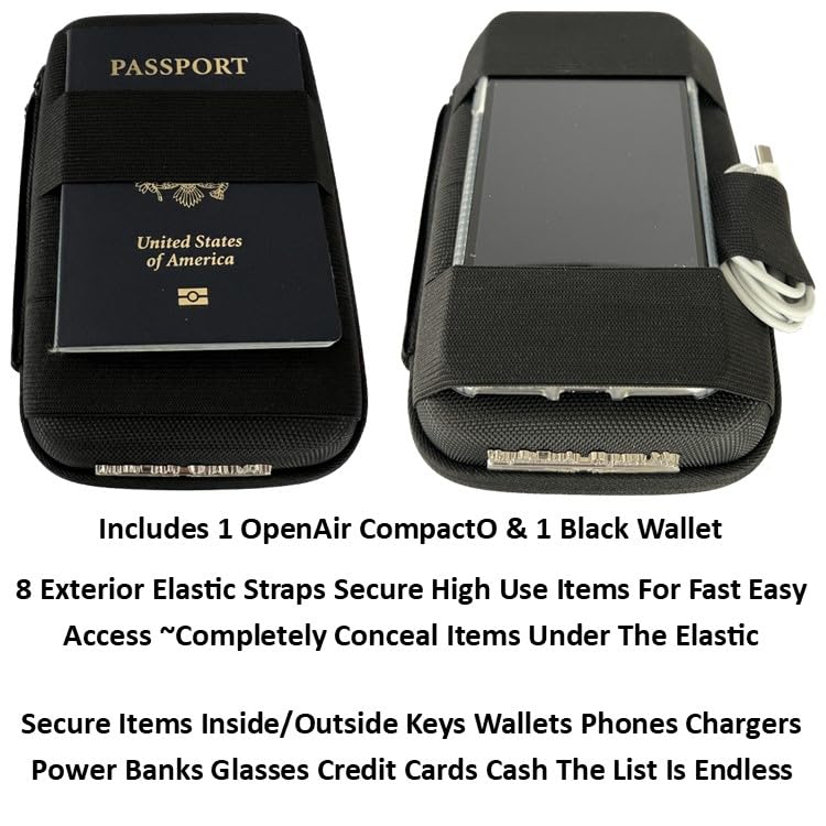 Keyfit Tools OpenAir CompactO EveryDay Carry Case Bag for Men ~Free Up Your Pockets & Organize Your Life Men's Travel Handbag - color: Black on Black