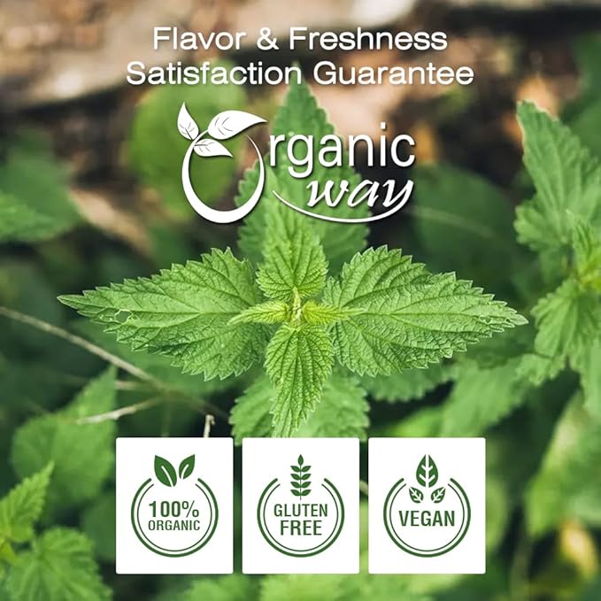 Organic Way Nettle Leaf Powder (Urtica dioica) - Herbal Tea | Organic & Kosher Certified | Raw, Vegan, Non GMO & Gluten Free | USDA Certified | Origin - Albania (1LBS / 16Oz)
