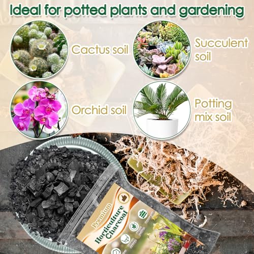 Horticultural Charcoal for Plants,Enhance Drainage and Improve Soil,Premium Activated Charcoal for Plants Indoor & Outdoor,Suitable Succulents,Orchids,Cacti,Gardening-1 QT