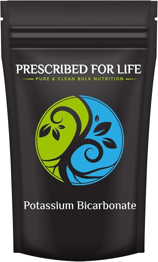 Prescribed for Life Potassium Bicarbonate Powder, Pure USP & Food Grade Potassium Bicarbonate for Plants, Winemaking, & Baking, Crystalline Powder, 39% K (10kg / 22lb)
