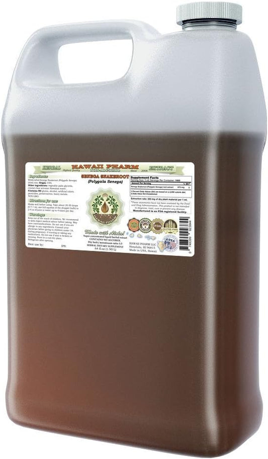 Senega Snakeroot Alcohol-Free Liquid Extract, Senega Snakeroot (Polygala Senega) Dried Root Glycerite Natural Herbal Supplement, Hawaii Pharm, USA 64 fl.oz