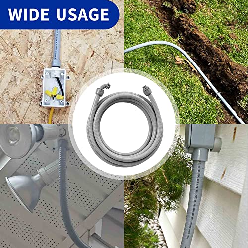 (1/2" Dia * 100 Feet) Yariwiz Flexible Electrical Conduit Liquid Tight PVC Conduit Kit with 5 PCS Coupling, 3 PCS Elbow and 10 PCS Strap, Sealtight Seal Flex Liquidtight Wire Outdoor Non Metallic Grey - style: 1/2"-100ft Kit-Grey