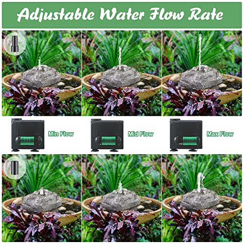 Saillong Bird Bath Water Fountain with Electric Pump, Granite Air Pump Rock for Bird, Rock Waterfall Fountain, Feeder, Aquariums, Fish Tank(Gray) - color: Gray