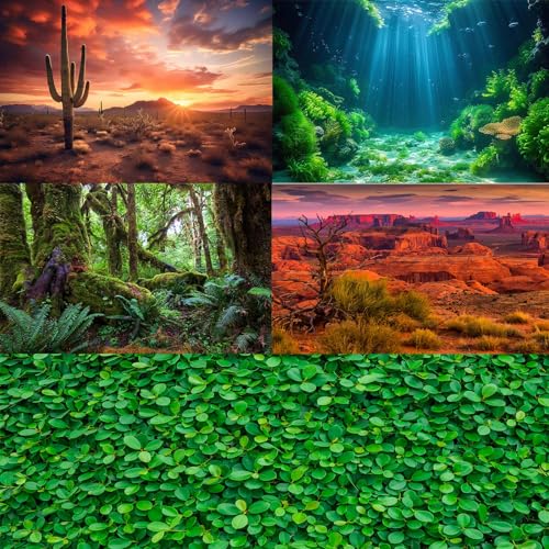 Reptile Habitat Background Desert with Red Rock Formations and Bright Blue Sky Terrarium Background Desert Gobi Red Rock Natural Landscape Pets Backdrop Background Fish Tank Aquarium Backdrop 24x12in - color: Rock Red, size: 24(W)x12(H)inches/ 60(W)*30cm(