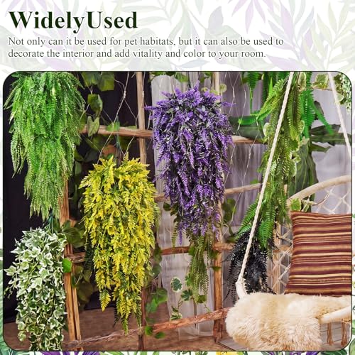 Suncalla Reptile Plants Terrarium Hanging Plants Vines Boston Climbing Terrarium Plant with Suction Cup for Bearded Dragons Lizards Crested Gecko Snake Crab Tank(Bright Series,5 Colors) - style: Bright Series