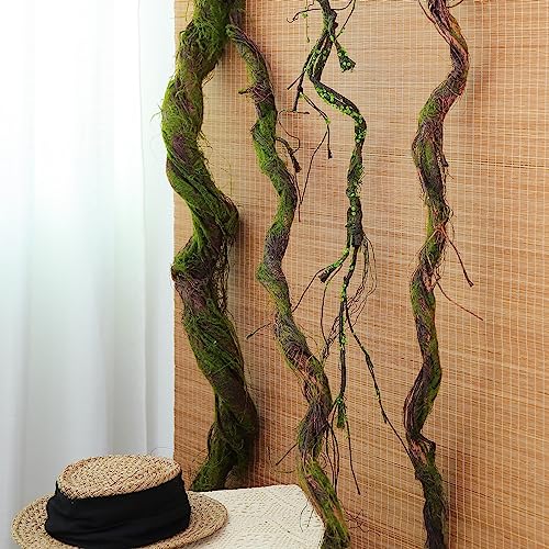 74.8" Thick Fake Tree Trunk Branches Wall Moss Twig Hanging Vine | Large Cherry Blossom Artificial Room Ceiling Plants Wood Twigs Rattan for Garden Wedding Halloween Outdoor Jungle Decoration - size: 6ft 3in