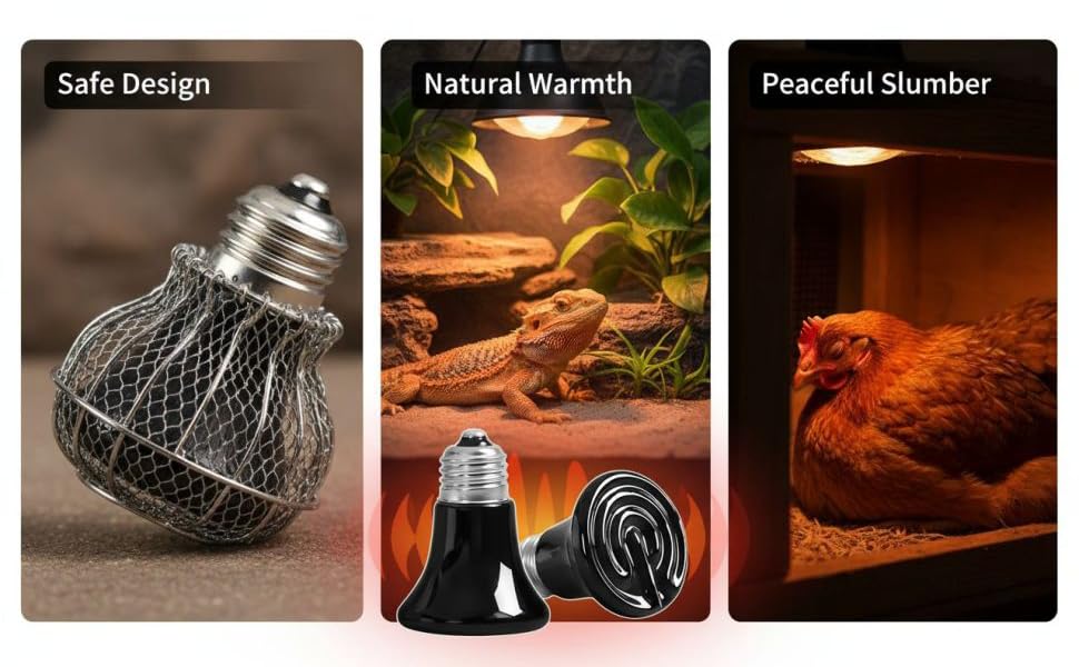 2 Pcs Ceramic Heat Emitter, 75 W Mini Reptile Heat Lamp with E26 Socket, No Light Emitted Infrared Brooder Coop Heater, Anti-Scald Heating Bulb for Pet, Chicken, Lizard, Turtle