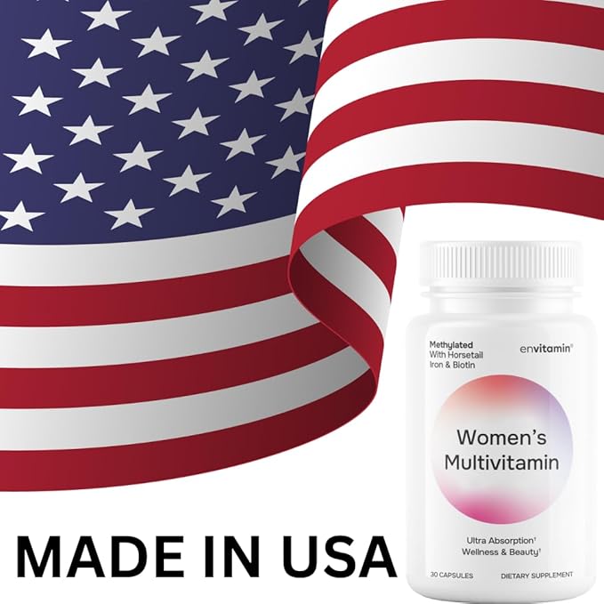 Womens Methylated Multivitamin Multimineral Horsetail, Iron, Biotin Complex with L Methylfolate for Ultra Absorption