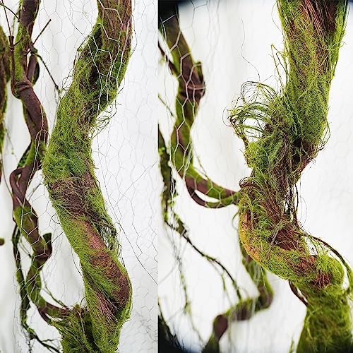74.8" Thick Fake Tree Trunk Branches Wall Moss Twig Hanging Vine | Large Cherry Blossom Artificial Room Ceiling Plants Wood Twigs Rattan for Garden Wedding Halloween Outdoor Jungle Decoration - size: 6ft 3in