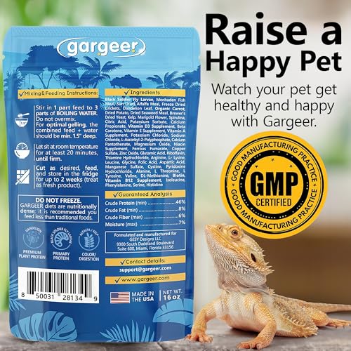 Gargeer 16oz Bearded Dragon Food. Complete Gel Diet for Both Juveniles and Adults. Proudly Made in The USA, Using Premium Ingredients, Fortified Gourmet Formula. Enjoy! - size: 1 Pound (Pack of 1)