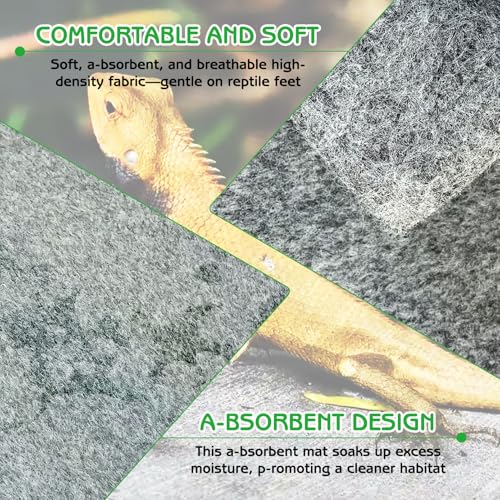 Tfwadmx Reptile Carpet, 2 Pack of Bearded Dragon Mat Terrarium Bedding Substrate Liner Reptile Mat for Snake Turtle Lizard Geckos Hermit Crabs (24'' X 16'')