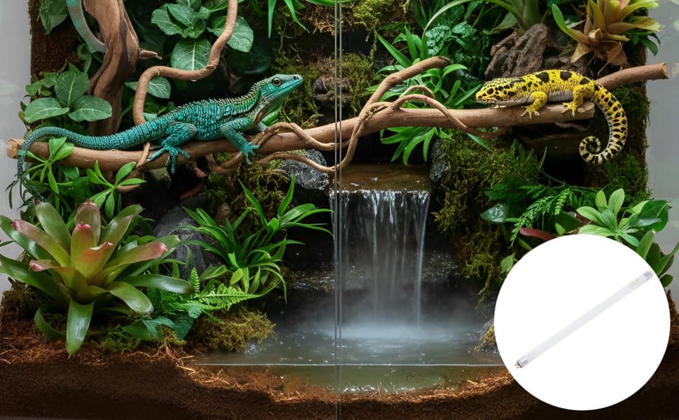 2 Pcs Reptile Lamp Tube, T5 8W UVB 5.0 Fluorescent UVB Bulb, 11.9 in / 30.1 cm Basking Light for Bearded Dragon and Rainforest Species, 5% UVB and 30% UVA Output