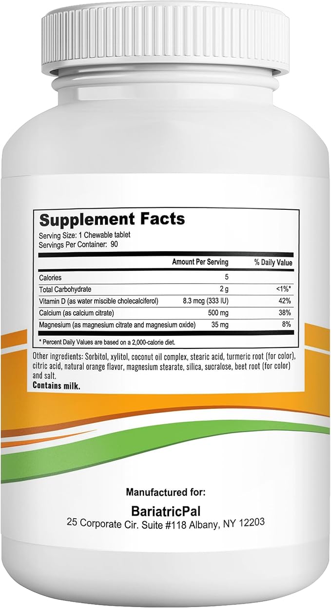 BariatricPal Calcium Citrate 500mg Chewable Tablets - 2-Flavor Variety Pack