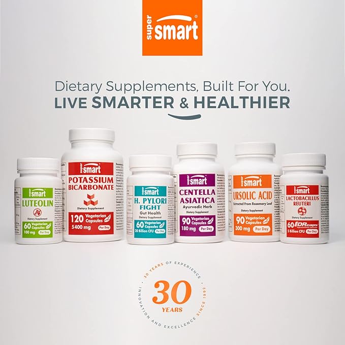 SuperSmart - L-OptiZinc 30mg per Day (Patented & Highly Bioavailable) - Zinc Methionine Supplement - Natural Sweet Taste | Non-GMO & Gluten Free - 120 Tablets