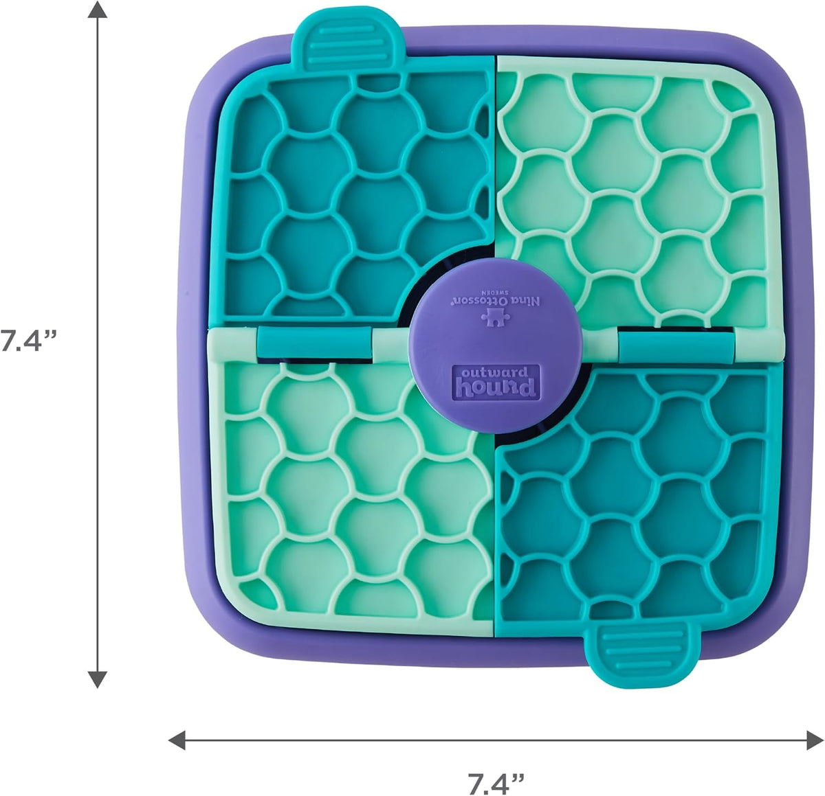 Outward Hound by Nina Ottosson Lick N’ Flip Level 1 Dog Puzzle Toy, Lick Mat & Slow Feeder – Non-Slip Base Beginner Enrichment for Small & Medium Dogs, Holds 1 Cup Wet or Dry Food, 7.4" x 7.4"