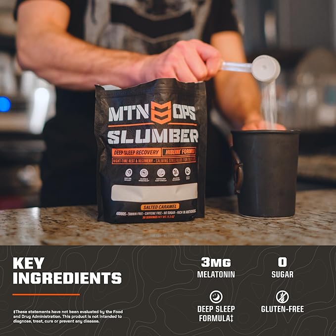 MTN OPS Slumber Sleep Aid for Muscle Recovery & Deep Sleep, Sleepy Cocoa Sleep Support Powder Drink Mix, 30 Servings