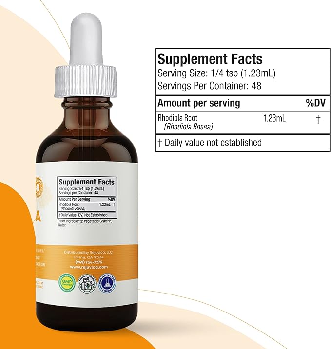 Rejuvica Health Active Rhodiola + Active Ashwagandha - Support Energy + Stress - Liquid Delivery for Better Absorption - Rhodiola Root & Ashwagandha Root