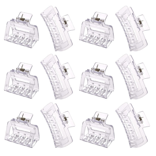 Alemaky 12 Pack Clear Square Claw Clips, Big And Small Neutral Rectangle Hair Claw Clips, Non-Slip Matte Large Hair Clips For Wo