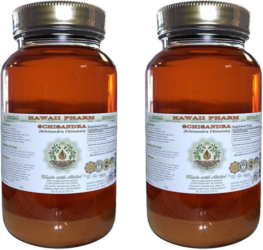 Schisandra Alcohol-Free Liquid Extract, Organic Schisandra (Schisandra Chinensis) Dried Berry Glycerite Natural Herbal Supplement, Hawaii Pharm, USA 2x32 fl.oz