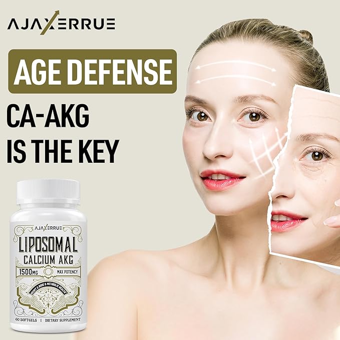 Liposomal Calcium AKG Supplement 1500 MG (Alpha-Ketoglutaric Acid), High Absorption, More Effective Than AAKG, Ca AKG for Longevity, Age Defense, Cellular Energy, Metabolic Function, 360 Softgels