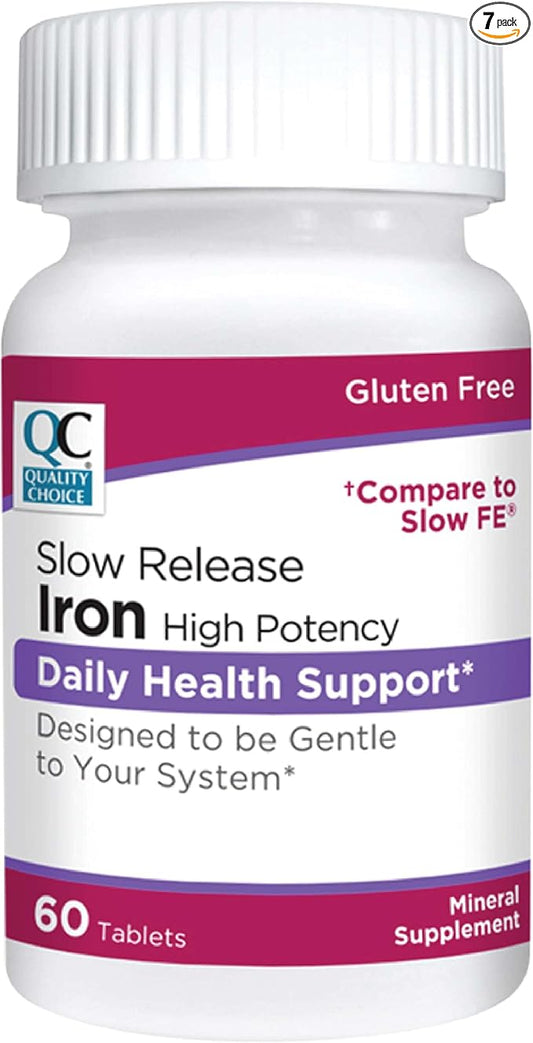 Quality Choice Iron High Potency Slow Release Tablets, 45mg, 60 Tabets Each (Pack of 7)