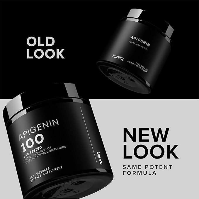 Toniiq Ultra High Strength Apigenin - 100mg Concentrated Formula - 98%+ Highly Purified - 180 Vegetarian Capsules