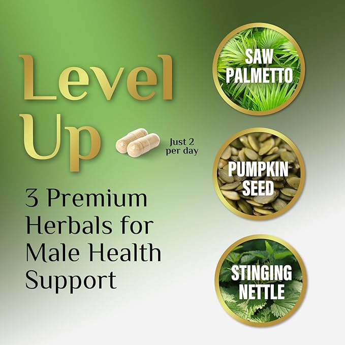 Saw Palmetto for Men Prostate Supplement - Potent 3X Formula with Stinging Nettle + Pumpkin Seed Extract for Men's Health, Herbal Prostate Supplement for Urinary Support, Bottled in USA, 120 Capsules