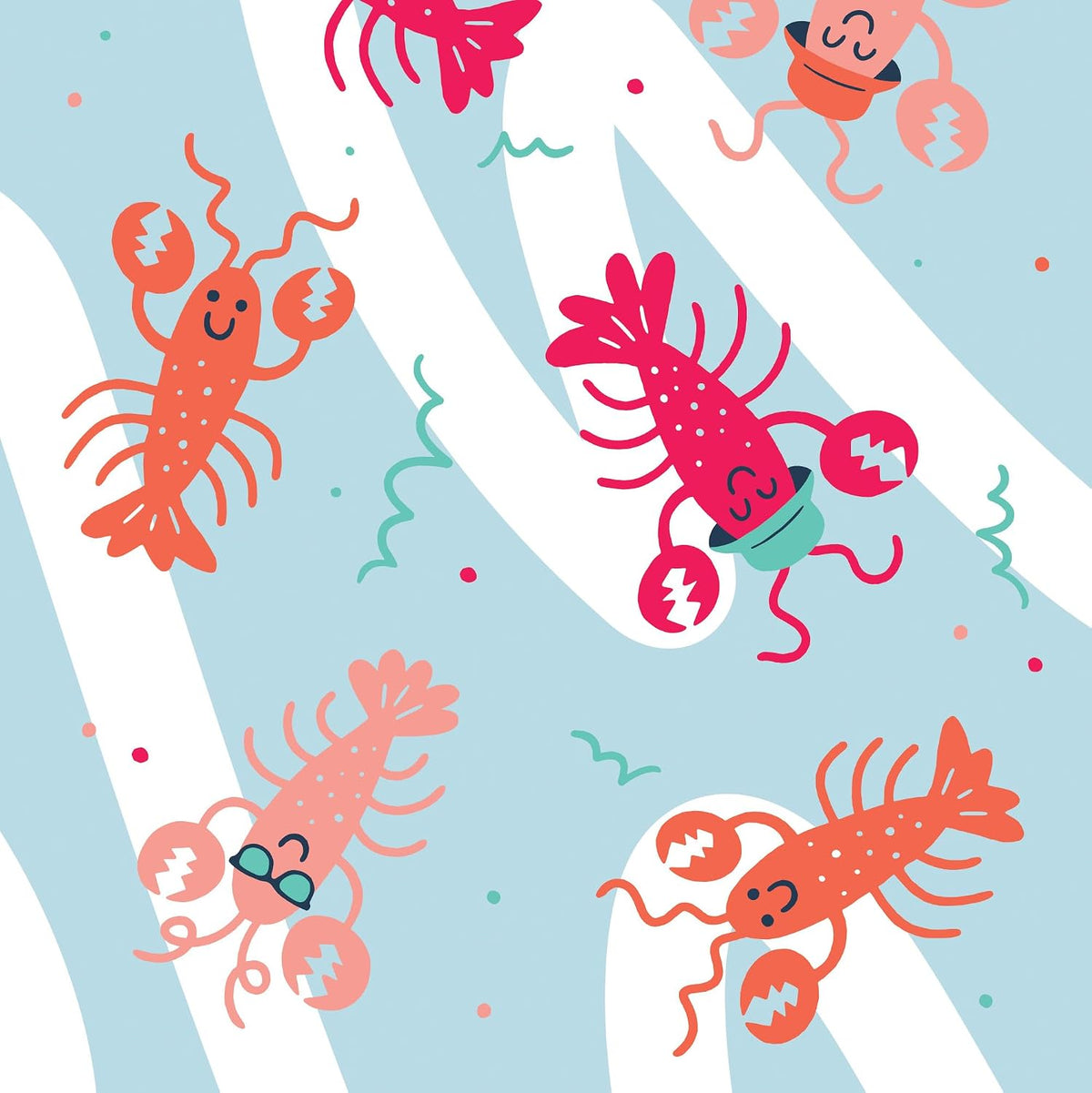 Hello Bello Premium Swim Diapers - Size L (32-40 lbs), Cute Extra-Bright Lobster Designs, 17 Count Jumbo Pack