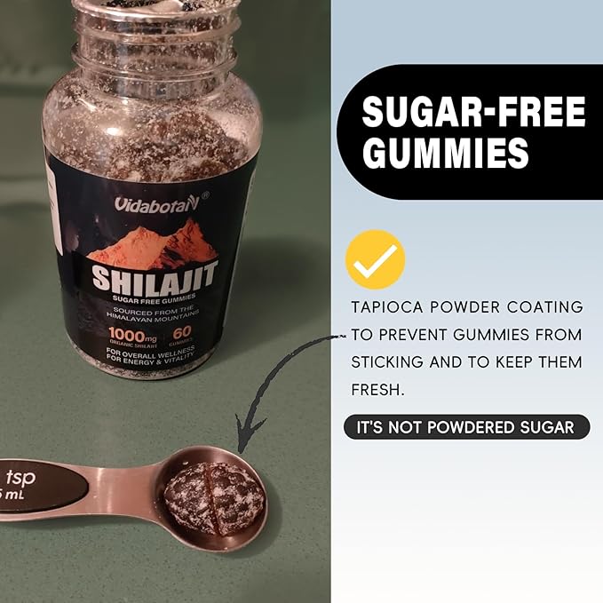 Sugar Free Shilajit Gummies 1000mg – Pure Shilajit Supplement for Men & Women – 85+ Trace Minerals & Fulvic Acid with Ashwagandha- Energy, Brain, Immunity –Mixed Berry Flavor,120 Gummies