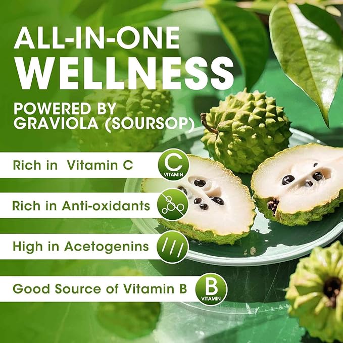 Soursop Graviola Liquid Drop for Cell Support & Regeneration, Immune System and Gut Health Support, Soursop Bitters Liquid, Herbal Goodness, Sugar/Gluten Free, Natural Flavor, 1 Fl Oz