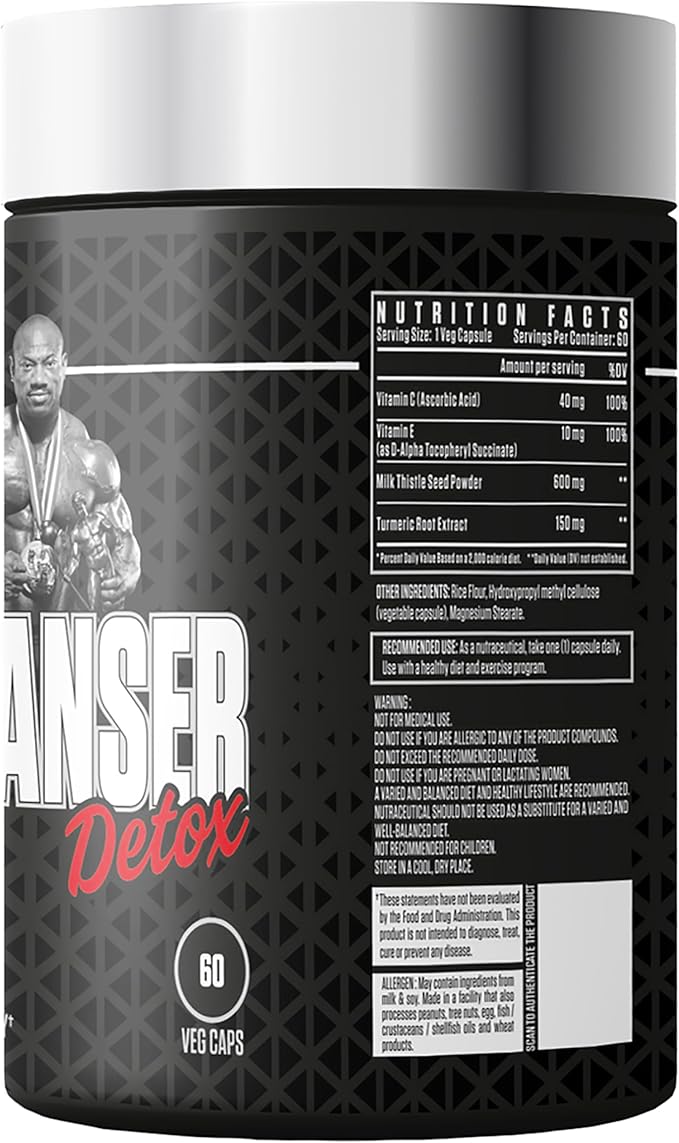 Black Series Liver Cleanser Detox | Milk Thistle Seed Powder, Vitamins E & C, Bodybuilders & Fitness Supplement | 60 Veg Capsules, 60 Servings
