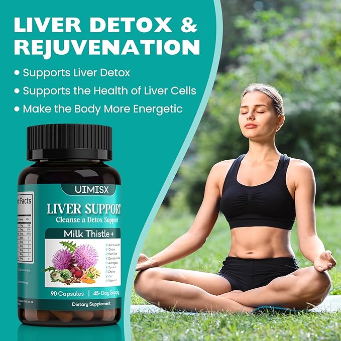 Milk Thistle Supplement - Liver Detox Cleanse Formula Herbal Liver Support with Milk Thistle, Dandelion Root, Artichoke, Turmeric, Astragalus for Liver Health, 90 Capsules-16