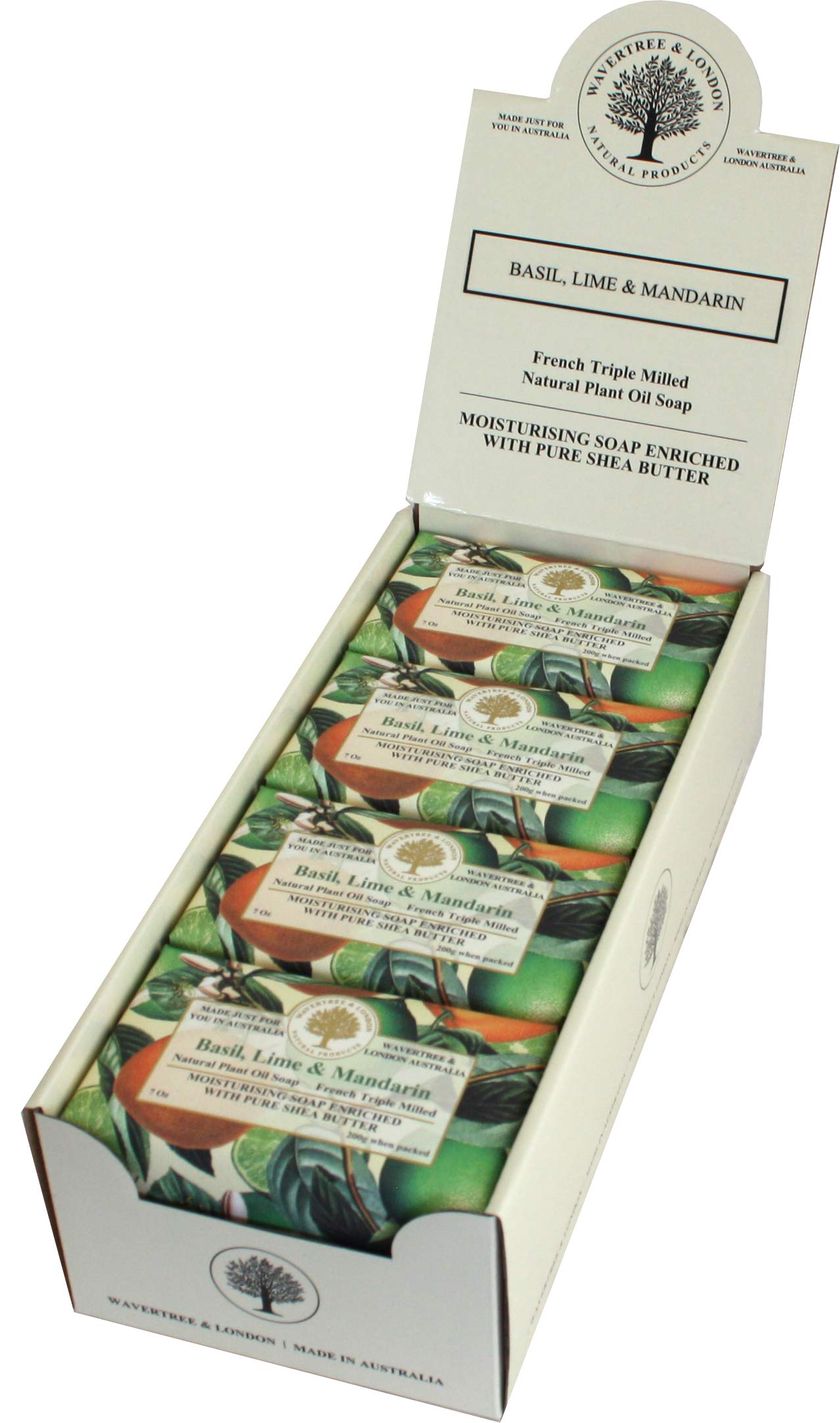 Wavertree & London Basil, Lime & Mandarin Scented Natural Soap (8 Bars), 7Oz Moisturizing French Triple Milled Soap Bars Enriche
