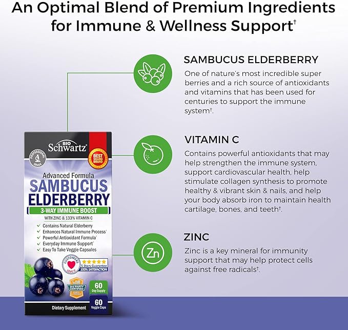 Advanced Strength Pre and Probiotics Supplement with Digestive Enzymes (2 Month Supply) Plus Elderberry with Zinc and Vitamin C for Adults Immune Support (2 Month Supply)
