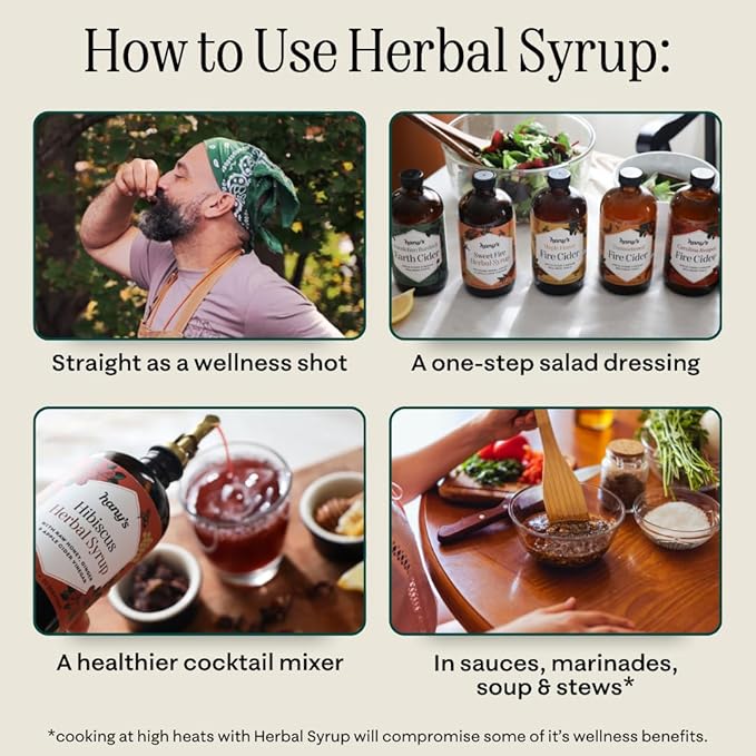 Hany's Harvest Sweet Fire Herbal Syrup – 16 fl oz | All-Natural Wellness Tonic, Apple Cider Vinegar, Raw Honey | Non-GMO, Gluten-Free, Handcrafted