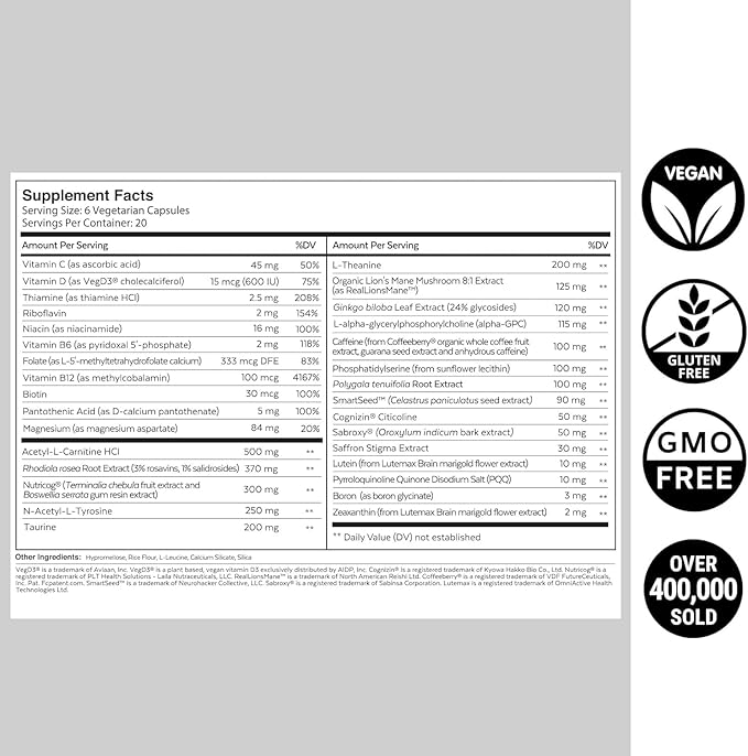 QUALIA MIND | The Ultimate Blend For Brain Health* | Doctor-Formulated Nootropic To Fuel Focus & Concentration* | Supports Long Term Brain Health| Maintain Drive & Productivity | 2 Month Supply