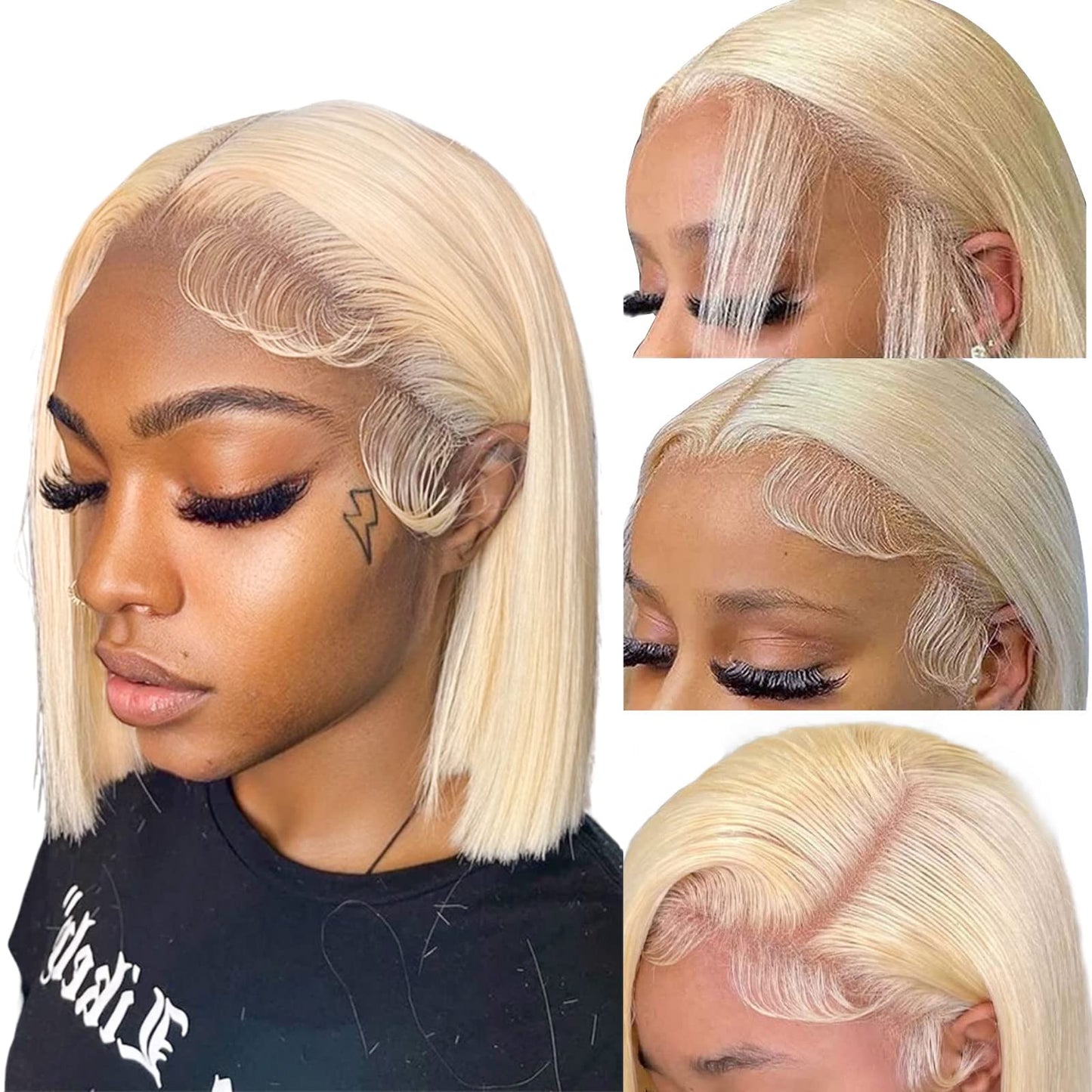 Superlook Transparent Blonde Bob Wig Human Hair 13X4 613 Bob Wig Hd Lace Front Wig Human Hair Middle Part Straight Bob Wig Pre P