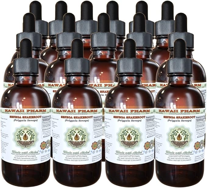 Senega Snakeroot Alcohol-Free Liquid Extract, Senega Snakeroot (Polygala Senega) Dried Root Glycerite Natural Herbal Supplement, Hawaii Pharm, USA 15x4 fl.oz