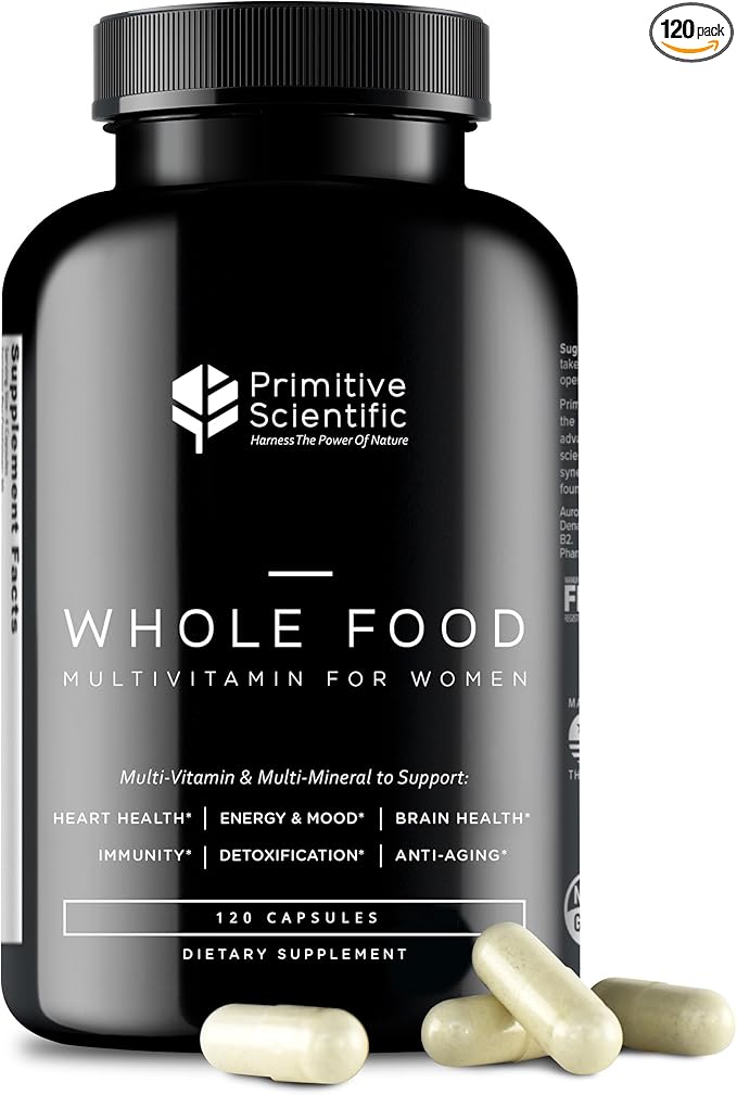 Whole Food Natural One-a-Day Multivitamin and Mineral Capsules for Women – All-Day Energy, Inner Zen, and Stronger You (120 Capsules)