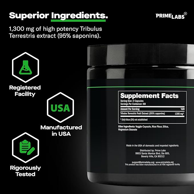 Prime Labs Tribulus Terrestris (120 ct) + Organic Black Maca (60 ct)