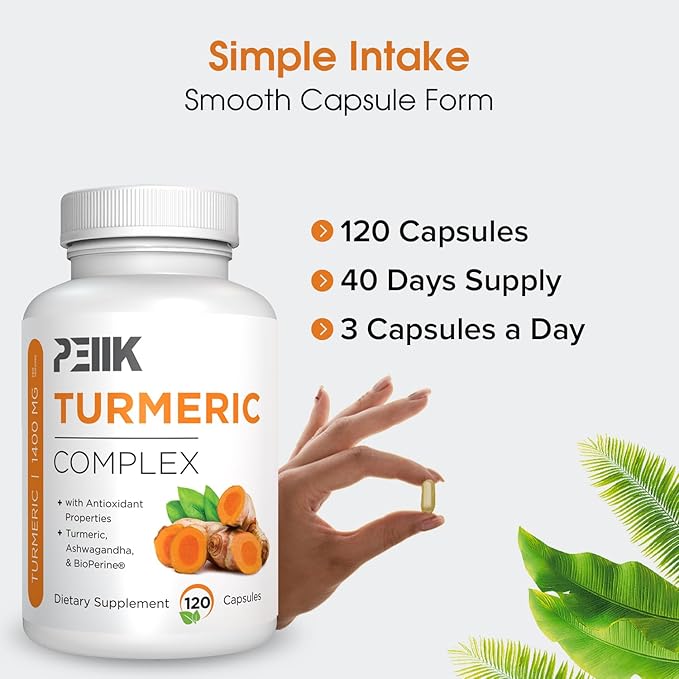 Turmeric Curcumin with Black Pepper & Ashwagandha - High Absorption Ultra Potent Turmeric Supplement with 95% Curcuminoids, BioPerine & Ashwagandha - Turmeric Capsules for Joint Support 120 Capsules