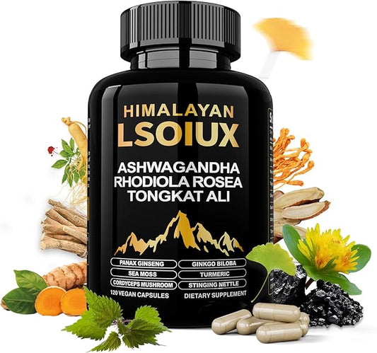 Shilajit Pure Himalayan Organic - 26500MG Shilajit for Men- Enriched with Fulvic Acid and Ashwagandha Ginseng Root Extract for Men/Women-120 Capsules