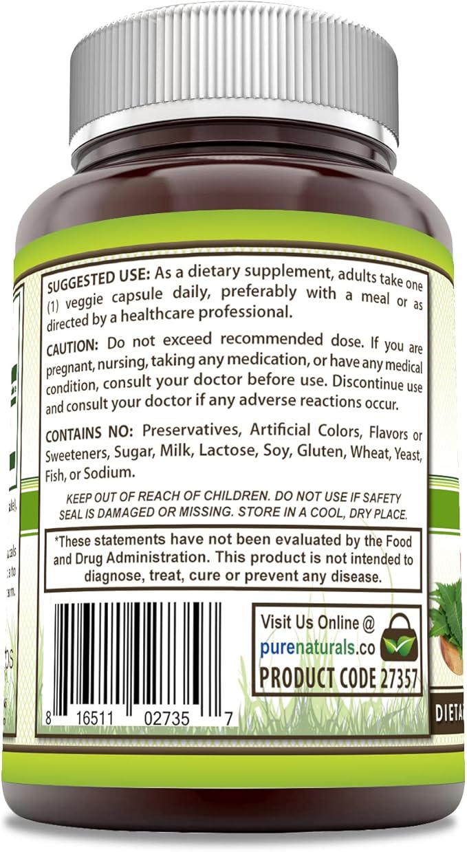 Pure Naturals Neem (Made with Natural Neem Leaf) | 500 Mg per Serving 240 Veggie Capsules Supplement | Non-GMO | Gluten Free | Made in USA | Ideal for Vegetarians