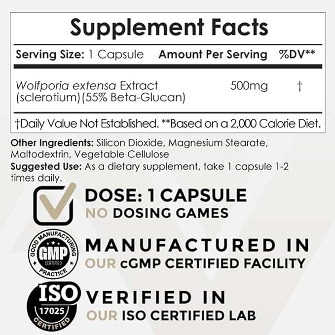 Nootropics Depot Poria Mushroom Capsules | 500mg | 60 Count | Wolfiporia extensa